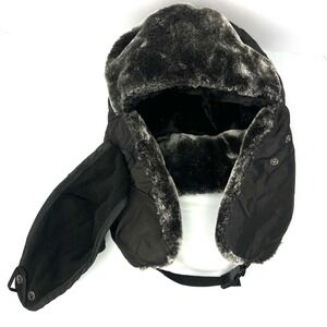 Mysuntown Black Trapper Hat Unisex One Size Faux Fur Ushanka Winter Bomber Cap
